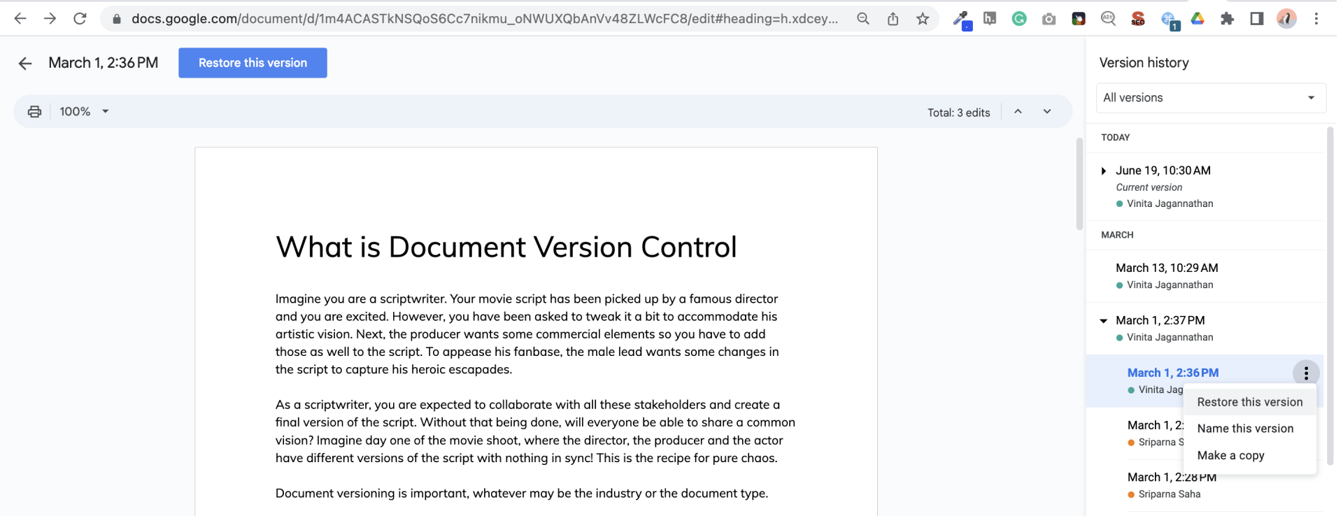 Document Version Control